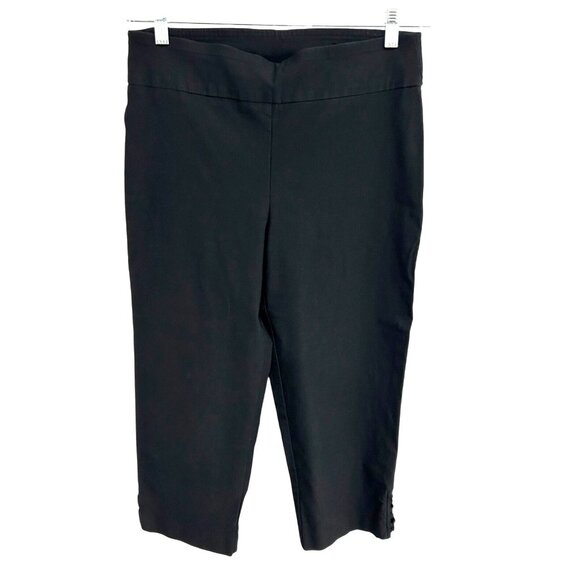 Attyre Petite Black Capri Pants Rhinestone Button Detail - Picture 1 of 9